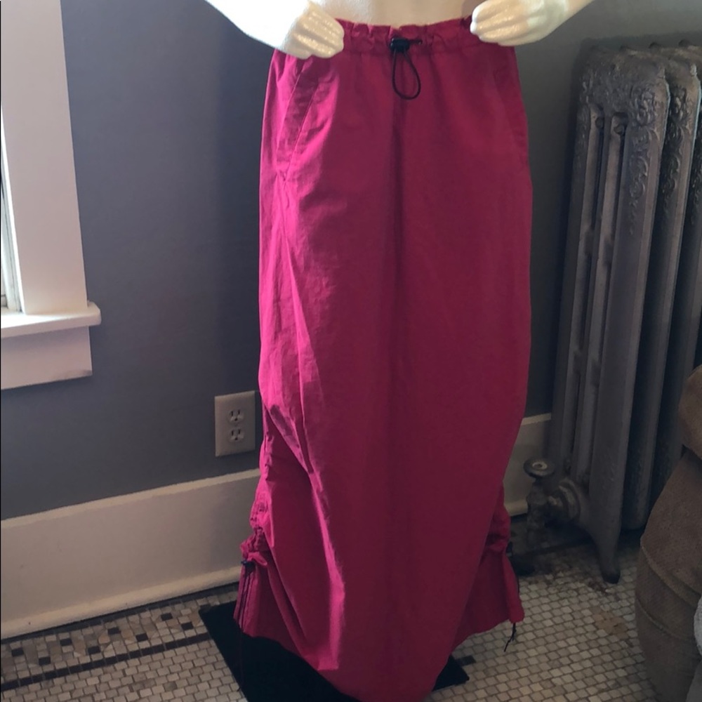 Express Long Modest Maxi Red Skirt Small Pockets